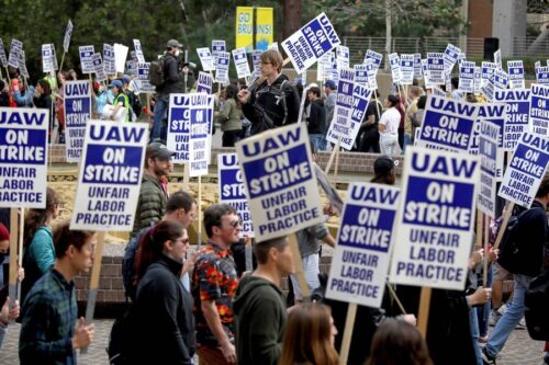 UC strikers in the street